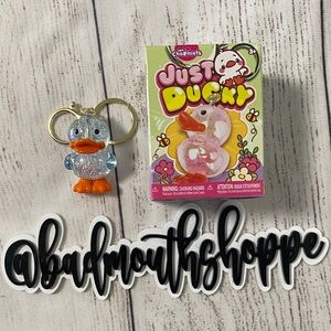 *Viral JUST DUCKY Bag Charm Purse Clip Keychain - Blue Iridescent Duck